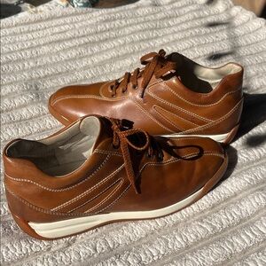 Tod's Tan Leather Lace-Up Sneakers with White Midsole